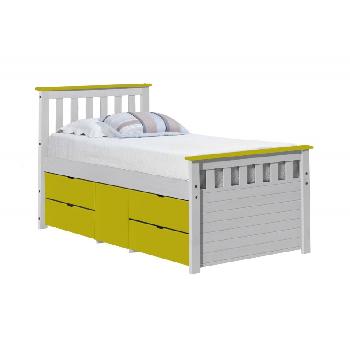 Ferrara Long Single Captains Storage Bed White with Lime