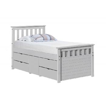 Ferrara Long Single Captains Storage Bed Whitewash