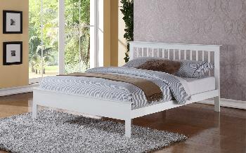 Flintshire Pentre Hardwood White Finish Bed Frame, Double