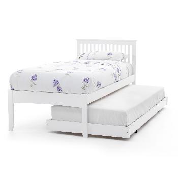 Freya Wooden Guest Bed - Opal White with Mattress and Bedding Bundle