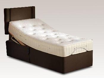 Furmanac 2ft 6 MiBed Leanne Electric Adjustable Small Single Bed with Brown Weave Base