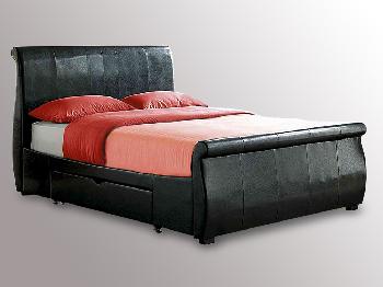 GFW Alabama Double Black Faux Leather Bed Frame