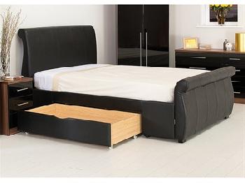 GFW Alabama - Faux Leather 4' 6 Double Black Leather Leather Bed