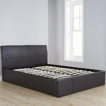 GFW Ascot Faux Leather Ottoman Bed Double Brown