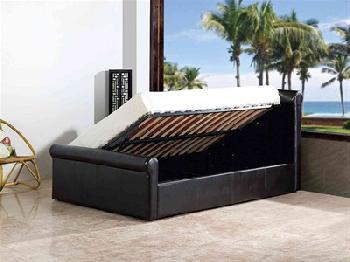 GFW Carolina Leather Ottoman 5' King Size Black Leather Ottoman Bed