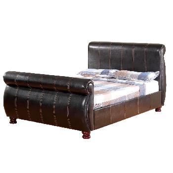 GFW Chicago Faux Leather Sleigh Bed Double