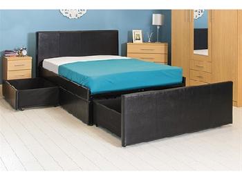 GFW Colorado 5' King Size Black Leather Leather Bed