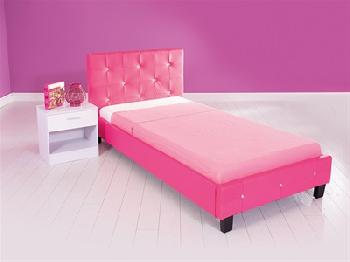 GFW Crystal (Pink/Black/White) 3' Single Hot Pink Leather Leather Bed