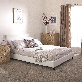 GFW Faux Leather Bed in a Box Kingsize White