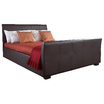 GFW Hannover Faux Leather Bed Frame in Brown Double