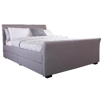 GFW Hannover Upholstered Bed Frame in Silver Double 4 Drawers