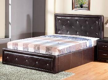 GFW Hollywood Double Black Faux Leather Ottoman Bed Frame