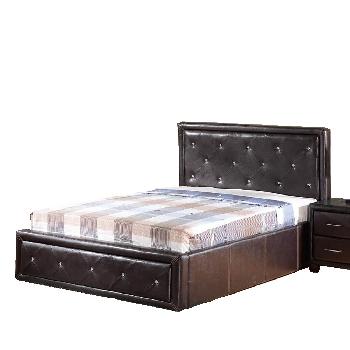 GFW Hollywood Gas Lift Ottoman Bed Double Brown