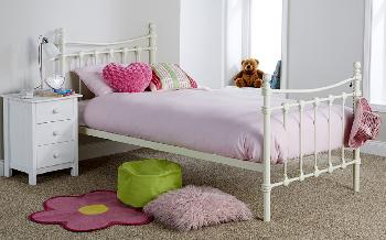 GFW Santa Fe Ivory Metal Bed, Single, With Trundle Bed