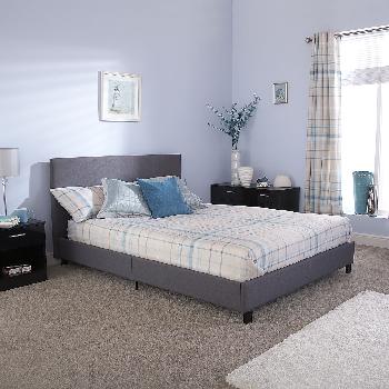 GFW Upholstered Bed in a Box Single Silver