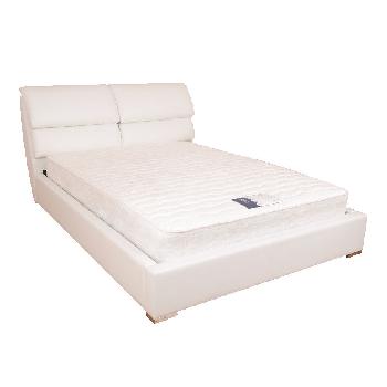 Giomani Bourbon Faux Leather Bed Frame in White - King