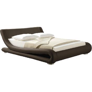 Giomani Carson Faux Leather Bed Frame in Brown - King
