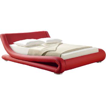 Giomani Carson Faux Leather Bed Frame in Red - Double