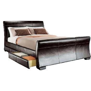 Giomani Jersey Faux Leather Bed Frame in Black - Double