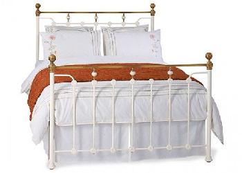 Glenholm Glossy Ivory Metal Bed Frame - 5'0 King