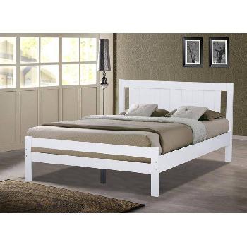 Glory White Wooden Bed Frame and Memory Foam Support 250 Mattress with Pillows Double