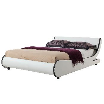 Griffin Faux Leather Italian Bed Frame Kingsize White with Black