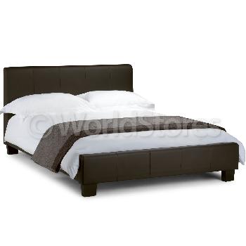 Hamburg Brown Faux Leather Bed Frame, Brown Leather Bed Frame King Size