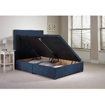 Harvard Divan Bed Frame Denim Blue Velvet Fabric Double 4ft 6