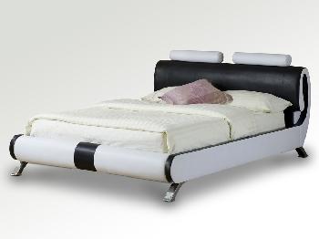 Heartlands Savoy King Size Black and White Faux Leather Bed Frame