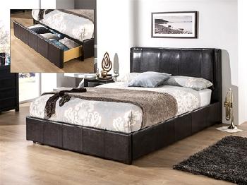 Home Comfort Geneva Brown 5' King Size Brown Leather Bed