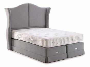 Hypnos Regency Hampton Supreme (Medium) Divan Set with Katherine Headboard 4' 6 Double Panama Grey Firm Edge - No Drawers Divan