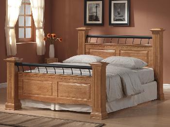 Ideal Furniture Rolo Double Oak Bed Frame