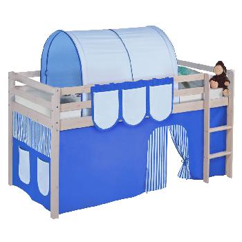 Idense Nelle Whitewash Midsleeper - Blue - With curtains and slats - Continental Single