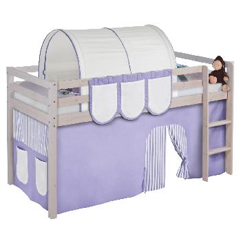 Idense Nelle Whitewash Midsleeper - Lilac - With curtains and slats - Continental Single