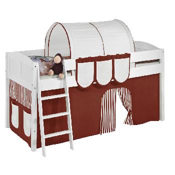 Idense White Wooden Ida Midsleeper - Brown - With curtain and slats - Continental Single