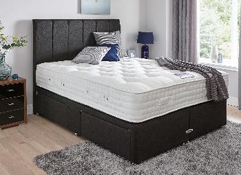 Insignia Blenheim Pocket Spring Mattress and Luxury Divan Bed - Charcoal - Firm - 4'6 Double