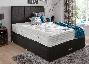 Insignia Buckingham Pocket Spring mattress and Luxury Divan Bed - Charcoal - Orthopaedic - 3'0 Single