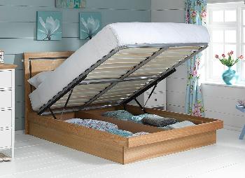 Isabella Oak Ottoman Wooden Bed Frame - 4'6 Double