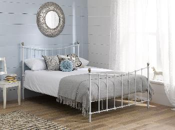 Jasmine White Metal Bed Frame - 4'6 Double