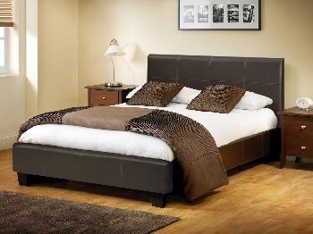 Julian Bowen 4ft Phoenix Small Double Brown Faux Leather Bed Frame