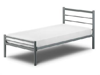 Julian Bowen Alpen 4' Small Double Silver Slatted Bedstead Metal Bed