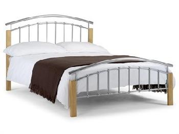 Julian Bowen Aztec 4' 6 Double Silver and Natural Metal Bed