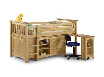 Julian Bowen Barcelona Sleep Station 3' Single Natural Ladder on the Left Cabin Bed