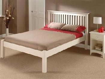 Julian Bowen Barcelona Stone White Low Foot End 4' 6 Double Stone White Slatted Bedstead Low Foot End Wooden Bed