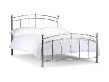 Julian Bowen Chatsworth 4' 6 Double Silver Slatted Bedstead Metal Bed