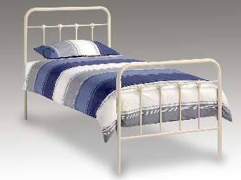 Cream Papplewick Single 3FT Metal Bed Frame In Stone White 