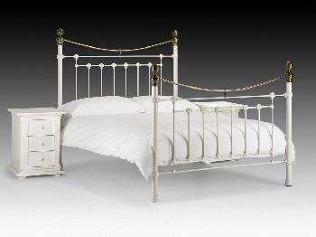 Julian Bowen Victoria Double Ivory and Brass Bed Frame