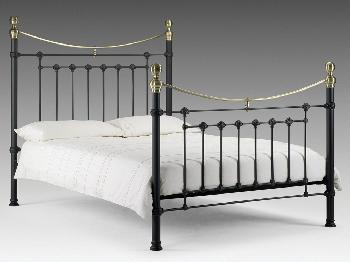 Julian Bowen Victoria Double Satin Black and Brass Bed Frame