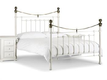 Julian Bowen Victoria White 5' King Size White Slatted Bedstead Metal Bed