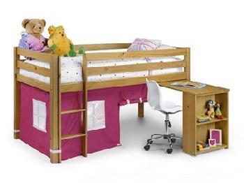 Julian Bowen Wendy Sleeeper (With Curtains) Pink 3' Single Natural Cabin Bed